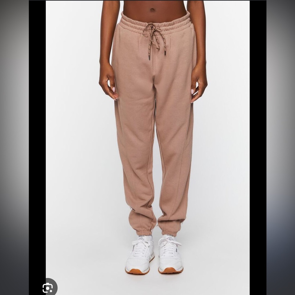 Forever 21 mid-rise active drawstring joggers large tan ash brown NWOT